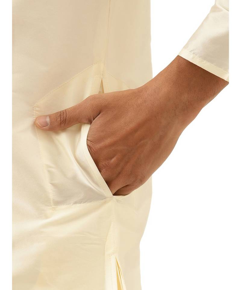 Beige Art Silk Kurta Dhoti Set