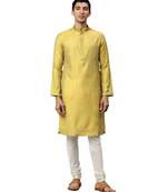 Yellow Jacquard Kurta Churidar Set