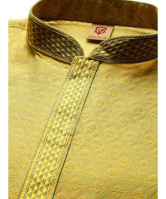 Yellow Jacquard Kurta Churidar Set 2