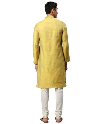 Yellow Jacquard Kurta Churidar Set 4