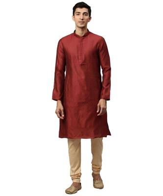Maroon Jacquard Kurta Churidar Set 1