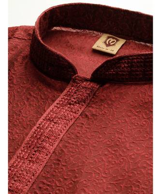Maroon Jacquard Kurta Churidar Set 2