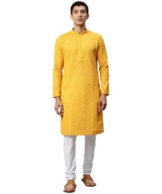 yellow cotton Kurta Churidar Set 1