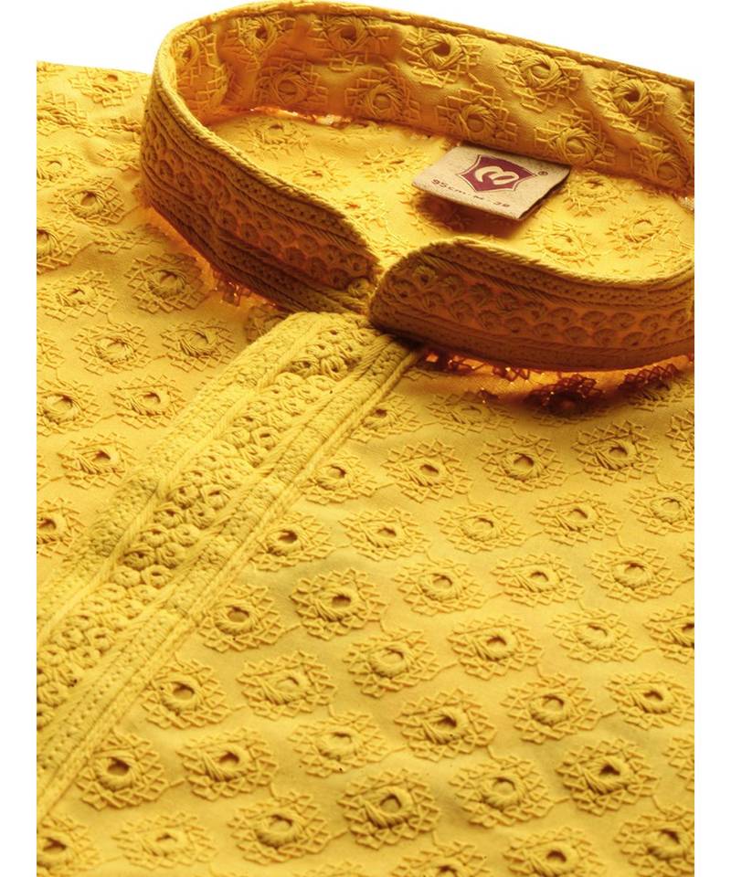yellow cotton Kurta Churidar Set