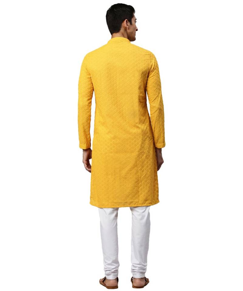 yellow cotton Kurta Churidar Set