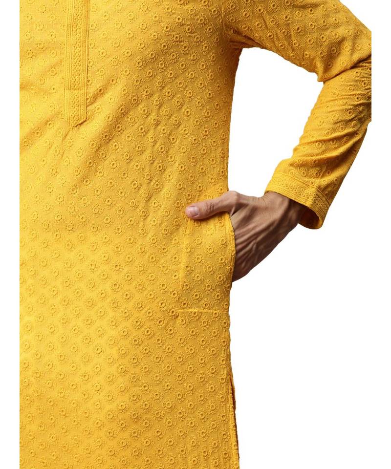 yellow cotton Kurta Churidar Set