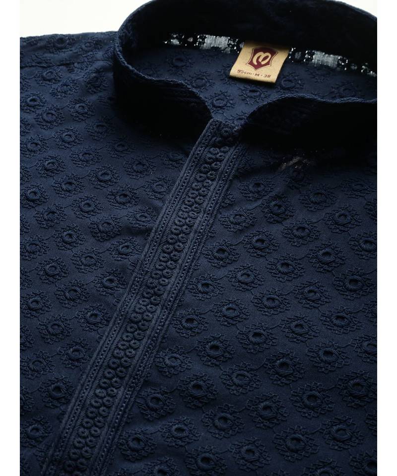 Blue cotton Kurta Churidar Set