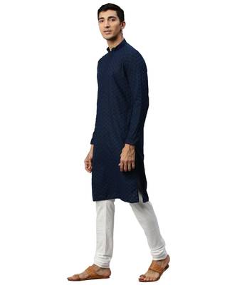 Blue cotton Kurta Churidar Set 3