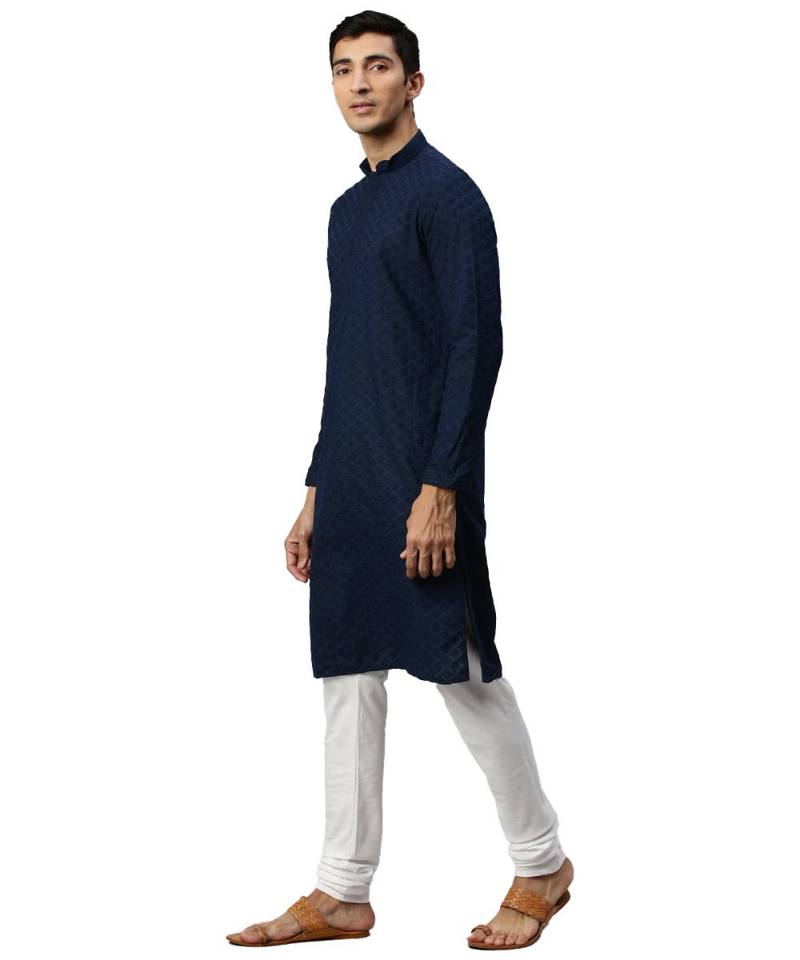 Blue cotton Kurta Churidar Set