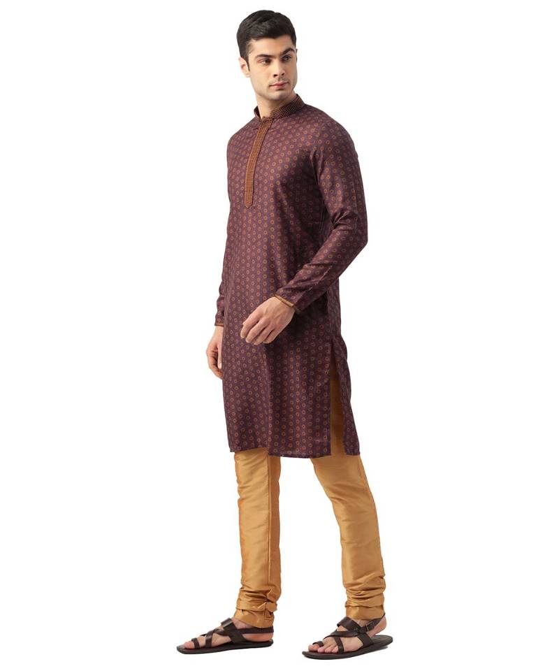 red Viscose Kurta Churidar Set