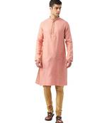 Pink Art Silk Kurta Churidar Set