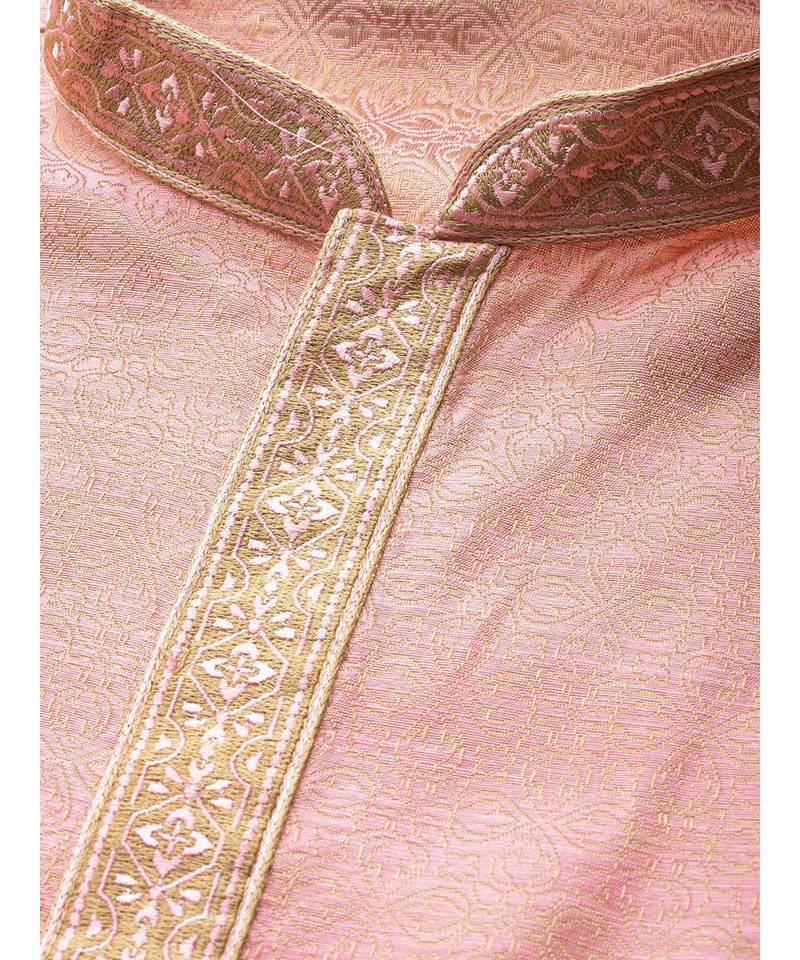 Pink Art Silk Kurta Churidar Set