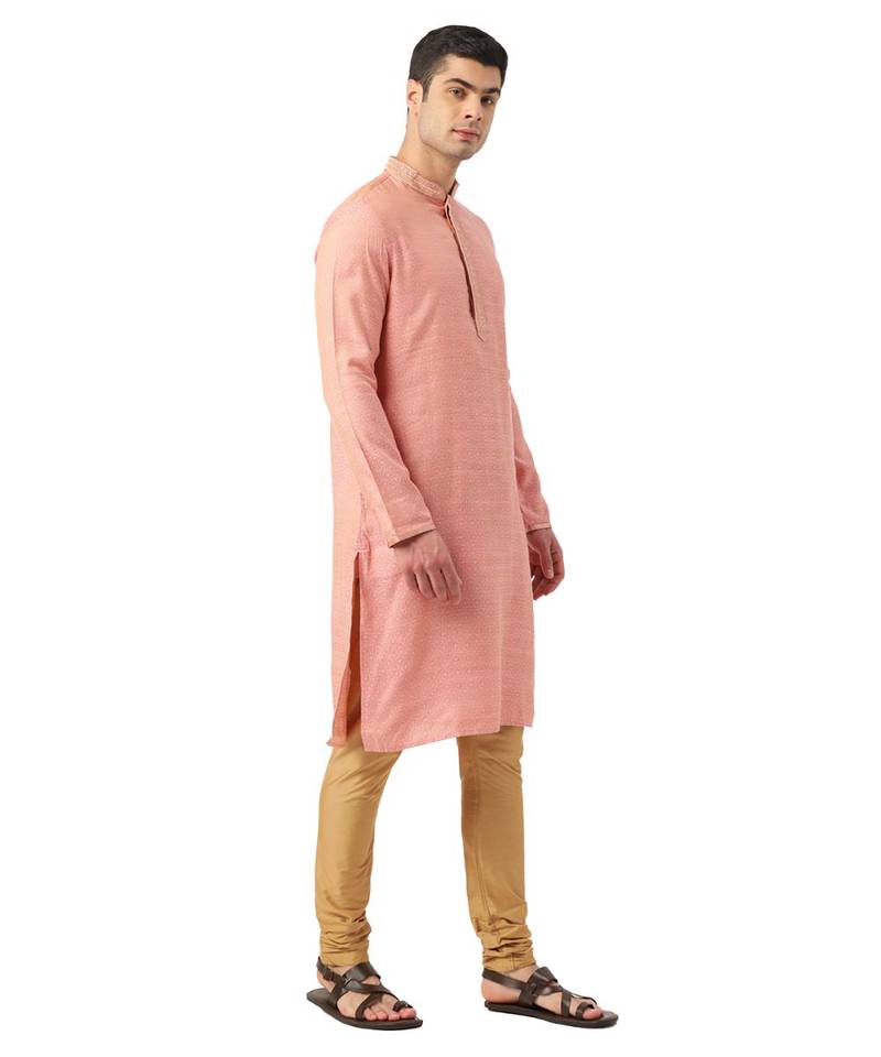 Pink Art Silk Kurta Churidar Set