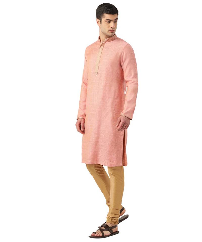 Pink Art Silk Kurta Churidar Set