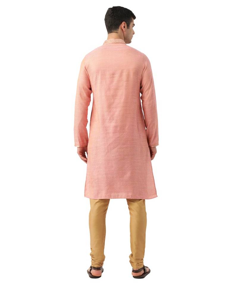 Pink Art Silk Kurta Churidar Set