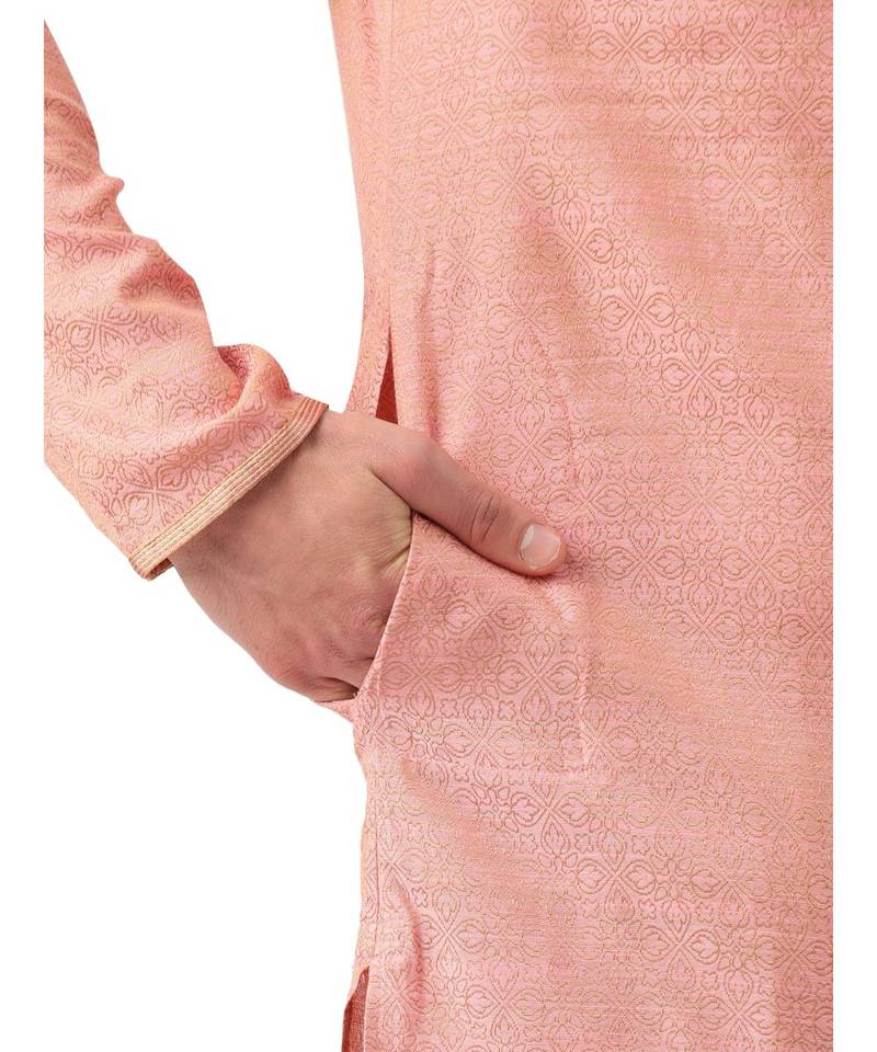 Pink Art Silk Kurta Churidar Set