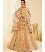 Beige Golden Pearl Embroidered Wedding Lehnga Choli