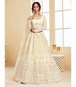 Cream Pearld Embroidered Wedding Lehnga Choli
