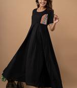 Black plain cotton cotton-kurtis