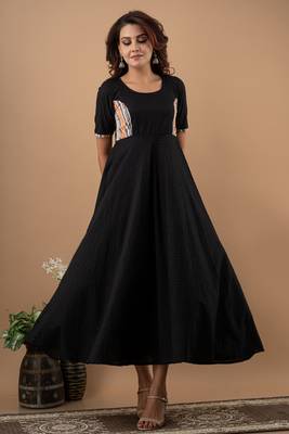 Black plain cotton cotton-kurtis 3