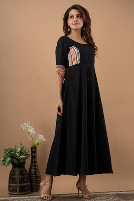 Black plain cotton cotton-kurtis 4