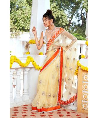 YELLOW organza sarees 1