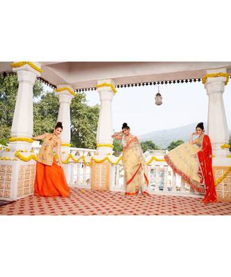 YELLOW organza sarees 3