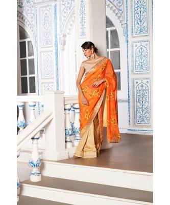 GOLD chiffon sarees 1