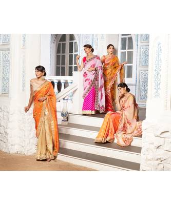 GOLD chiffon sarees 2