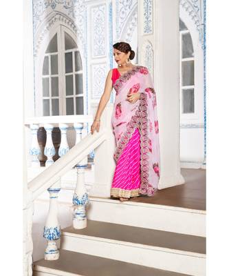 PINK chiffon sarees 1