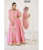 embroidered silk pink  lehenga