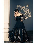 embroidered organza black  lehenga