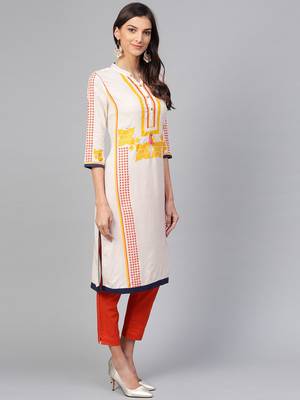 Off white printed rayon kurtis 2