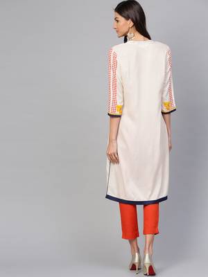 Off white printed rayon kurtis 3