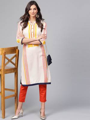 Off white printed rayon kurtis 5
