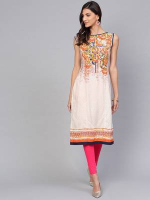 Off white printed rayon kurtis 1