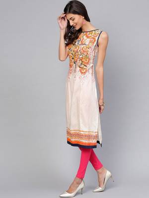 Off white printed rayon kurtis 2