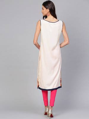 Off white printed rayon kurtis 3