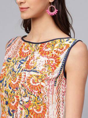 Off white printed rayon kurtis 4