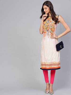 Off white printed rayon kurtis 5