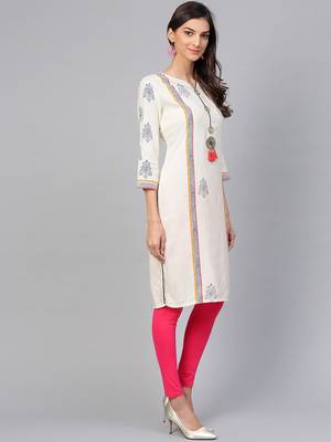 Off white printed rayon kurtis 2