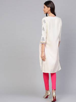 Off white printed rayon kurtis 3