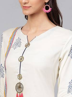 Off white printed rayon kurtis 4