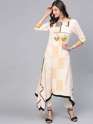 Off white printed rayon kurtis 1