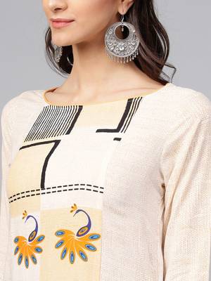 Off white printed rayon kurtis 4