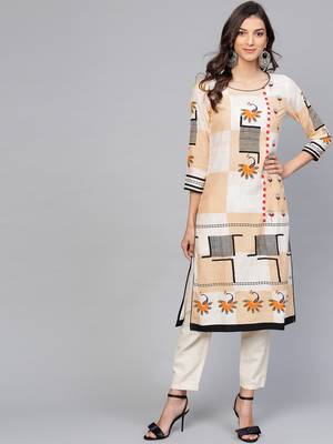 Off white printed rayon kurtis 1