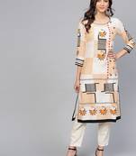 Off white printed rayon kurtis