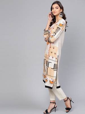 Off white printed rayon kurtis 2