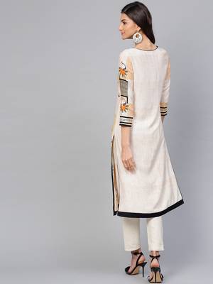 Off white printed rayon kurtis 3