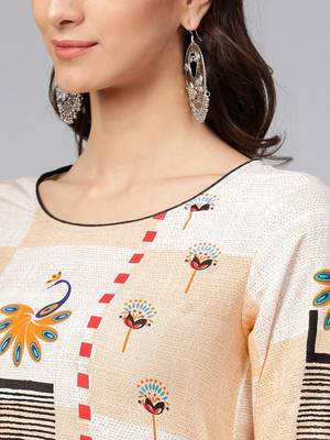 Off white printed rayon kurtis 4